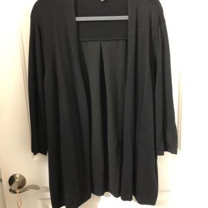 Talbots 2x black 3/4 sleeve open front cardigan